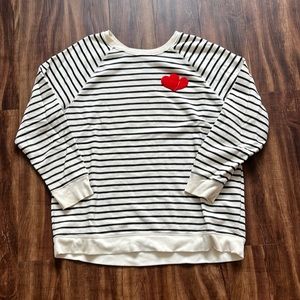 Old Navy Striped Crew Neck Sweater with Heart Embroidery